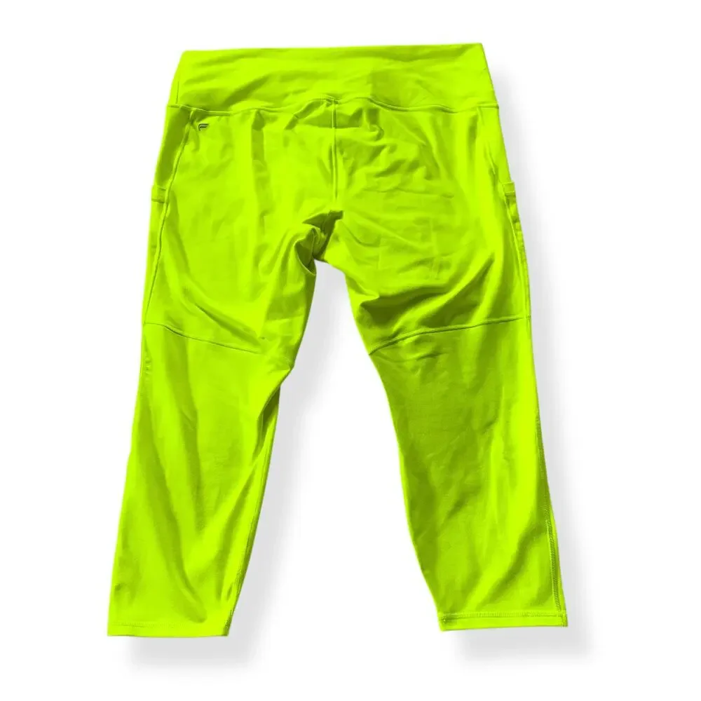 Fabletics neon yellow Power Hold On The Go High Waisted Capri leggings 2X 2XL - Picture 6 of 15
